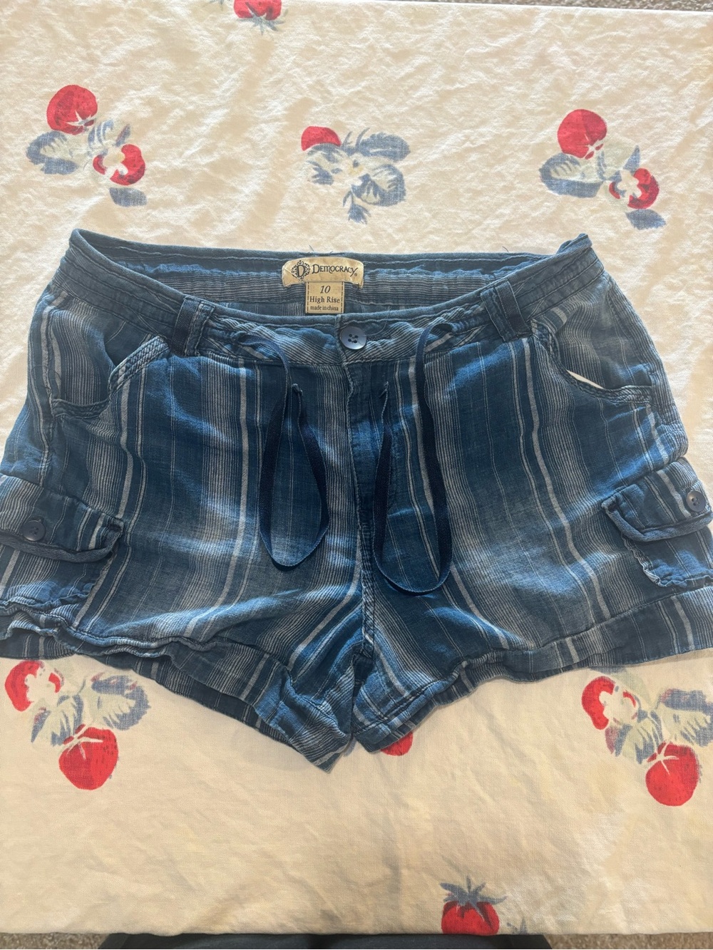 Democracy Blue Striped Women's Cargo Shorts